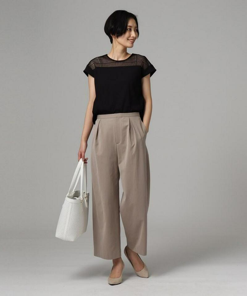 【洗える】セミワイドタックパンツ
