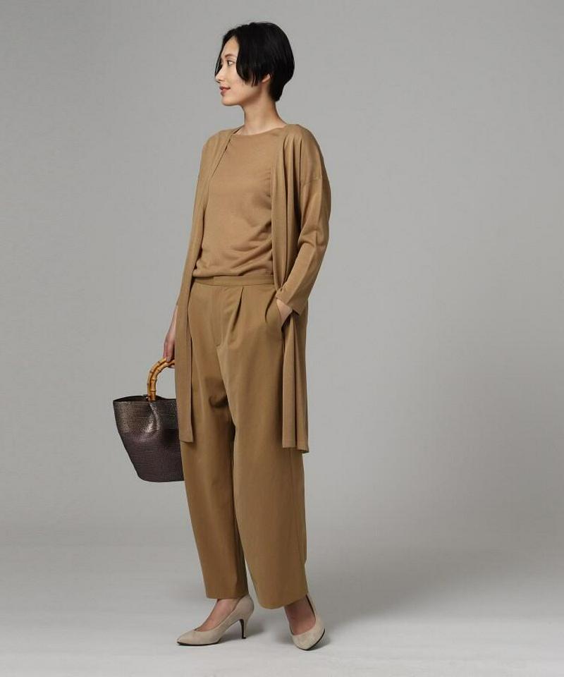 【洗える】セミワイドタックパンツ