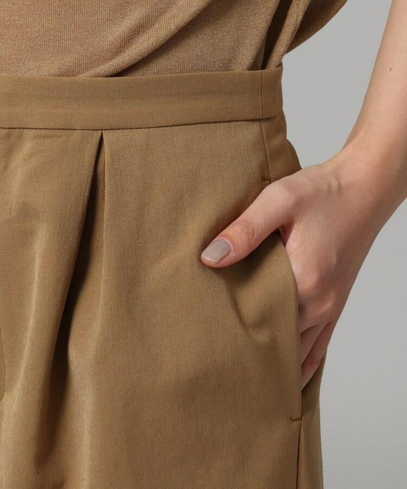 【洗える】セミワイドタックパンツ