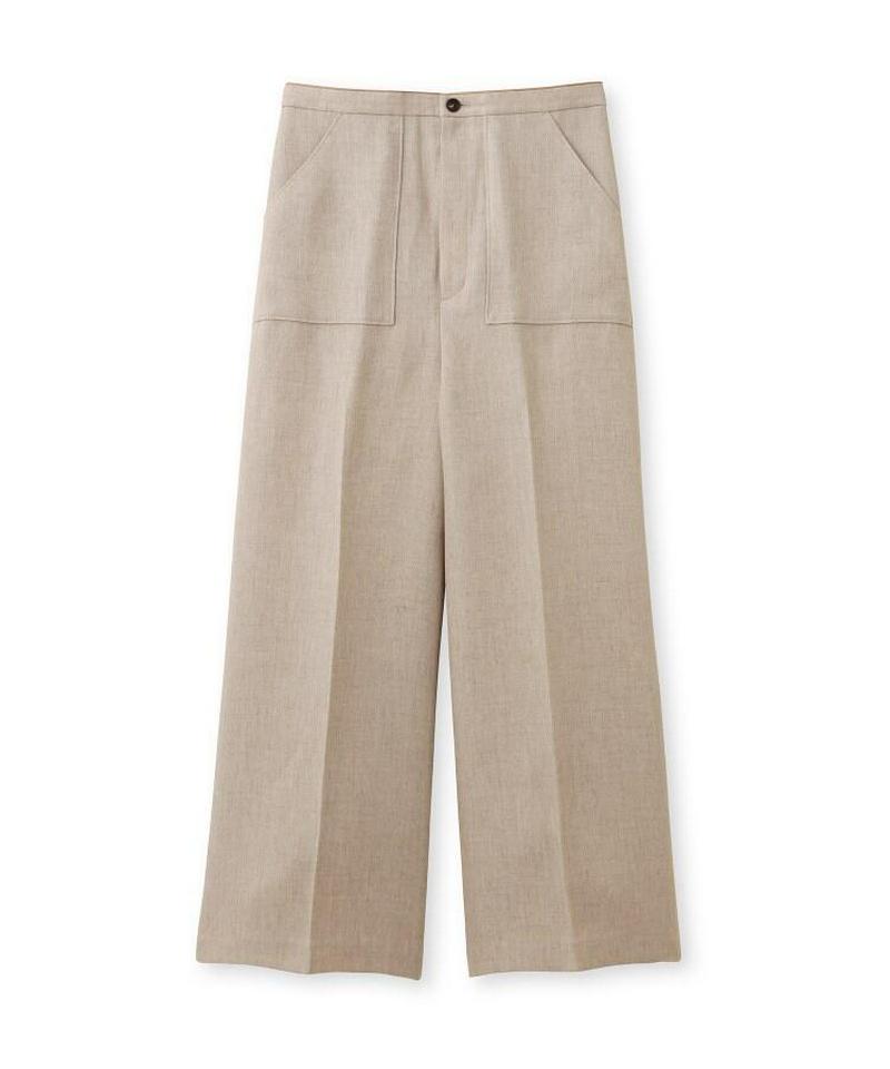 ビッグポケット麻混ワイドパンツ