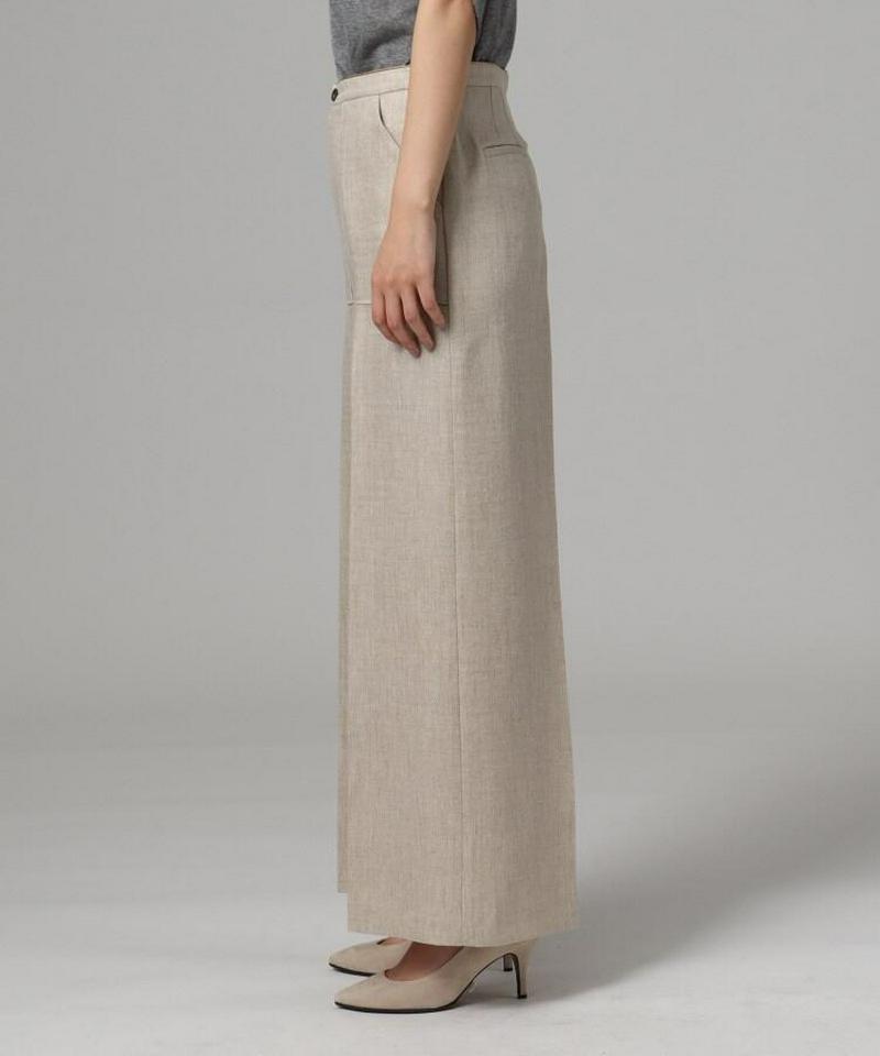 ビッグポケット麻混ワイドパンツ