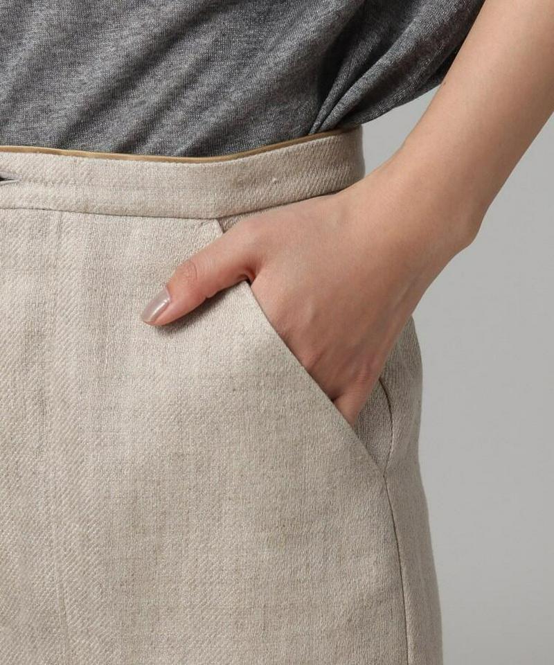 ビッグポケット麻混ワイドパンツ