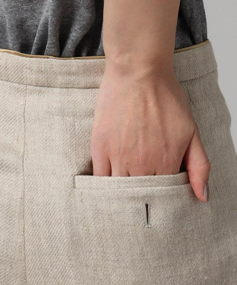 ビッグポケット麻混ワイドパンツ