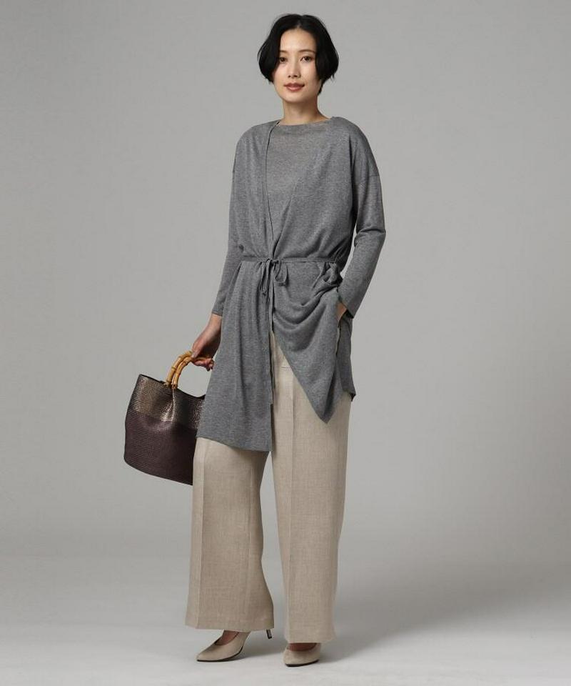ビッグポケット麻混ワイドパンツ