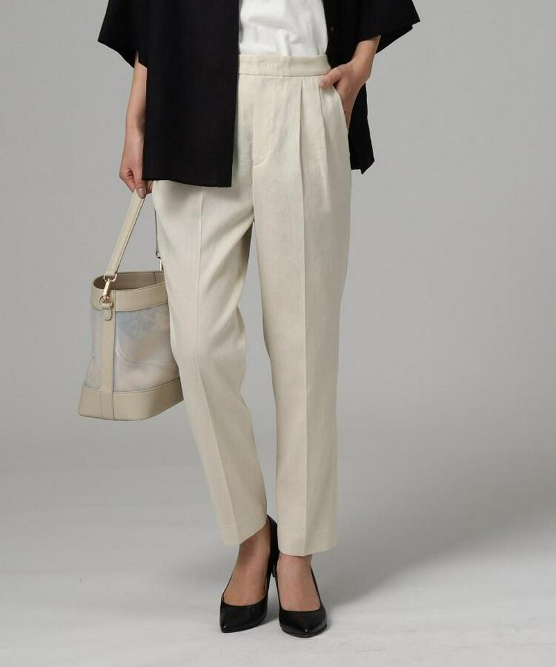 麻ブレンドテーパードパンツ