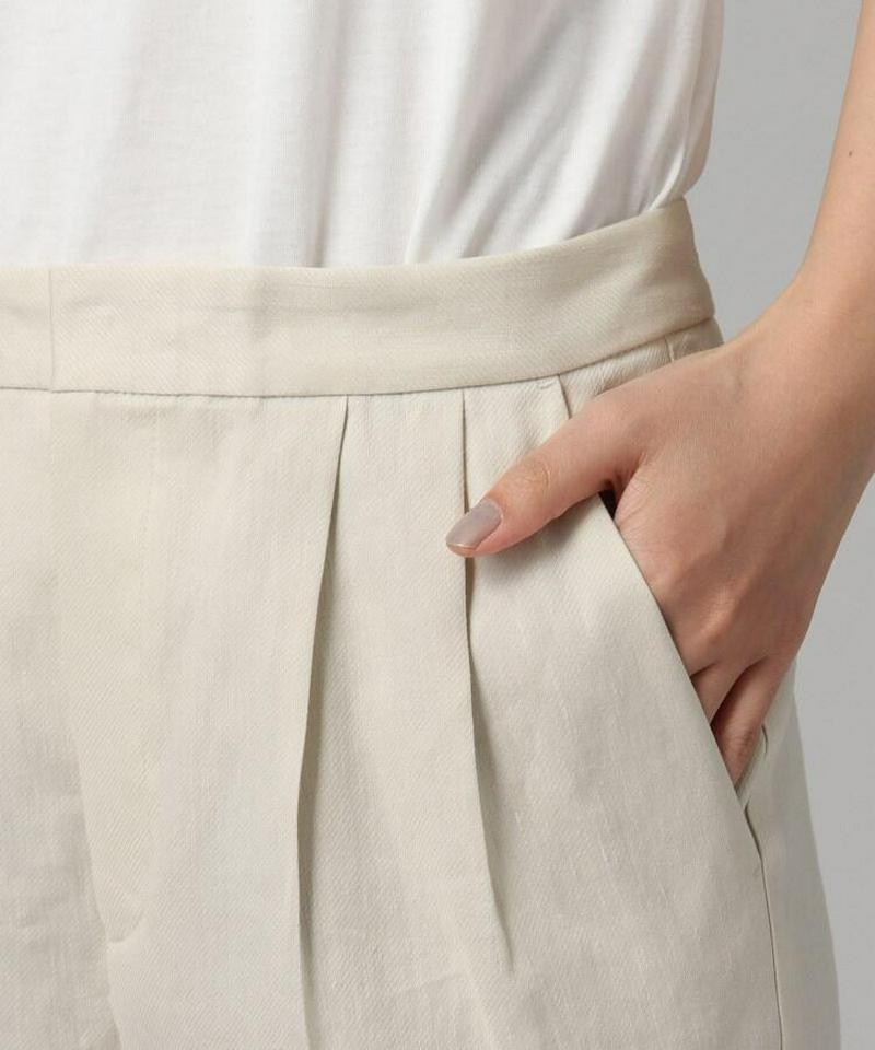 麻ブレンドテーパードパンツ