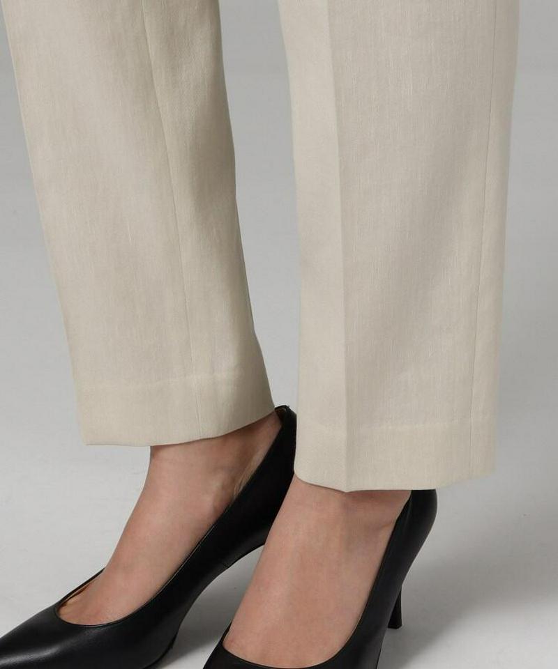 麻ブレンドテーパードパンツ