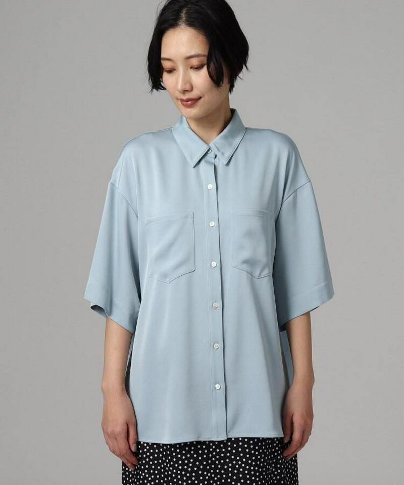 サテンワイドスリーブシャツ