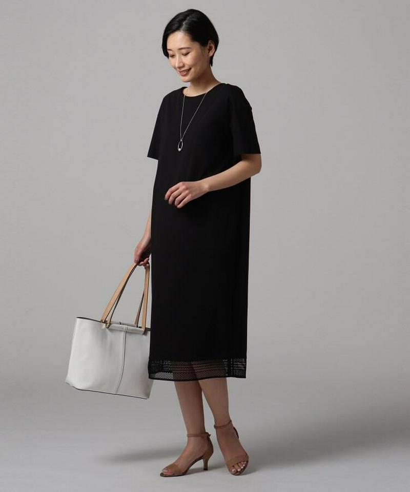 【洗える】裾レーススムースコットンワンピース