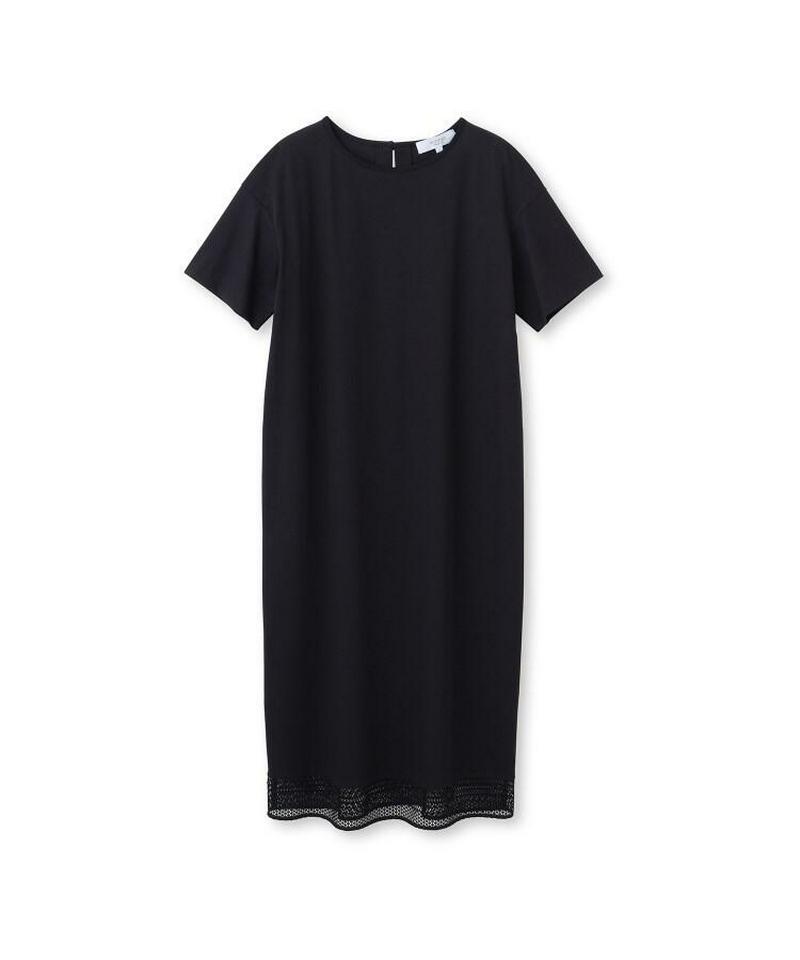 【洗える】裾レーススムースコットンワンピース