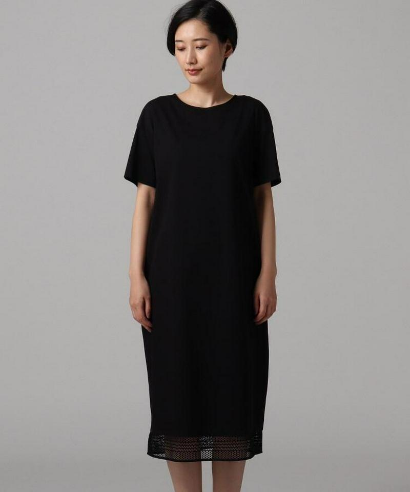 【洗える】裾レーススムースコットンワンピース