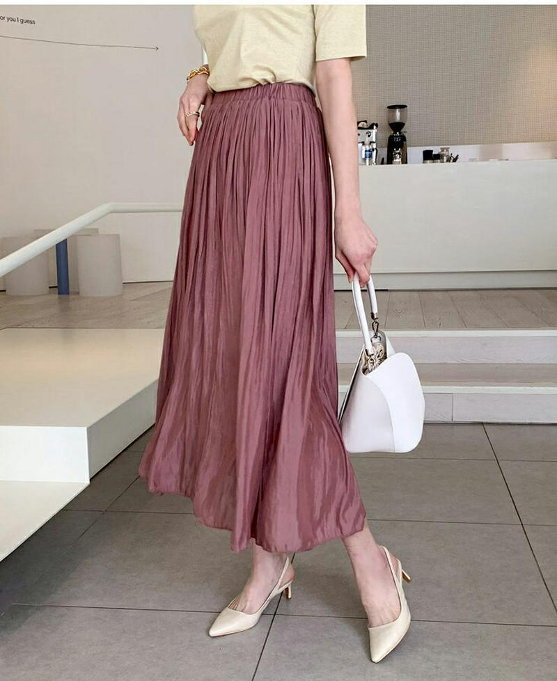 シルキーギャザースカート・全3色・d55928 レディース 【sk】【スカート ロング ロングスカート シフォン ウエストゴム 