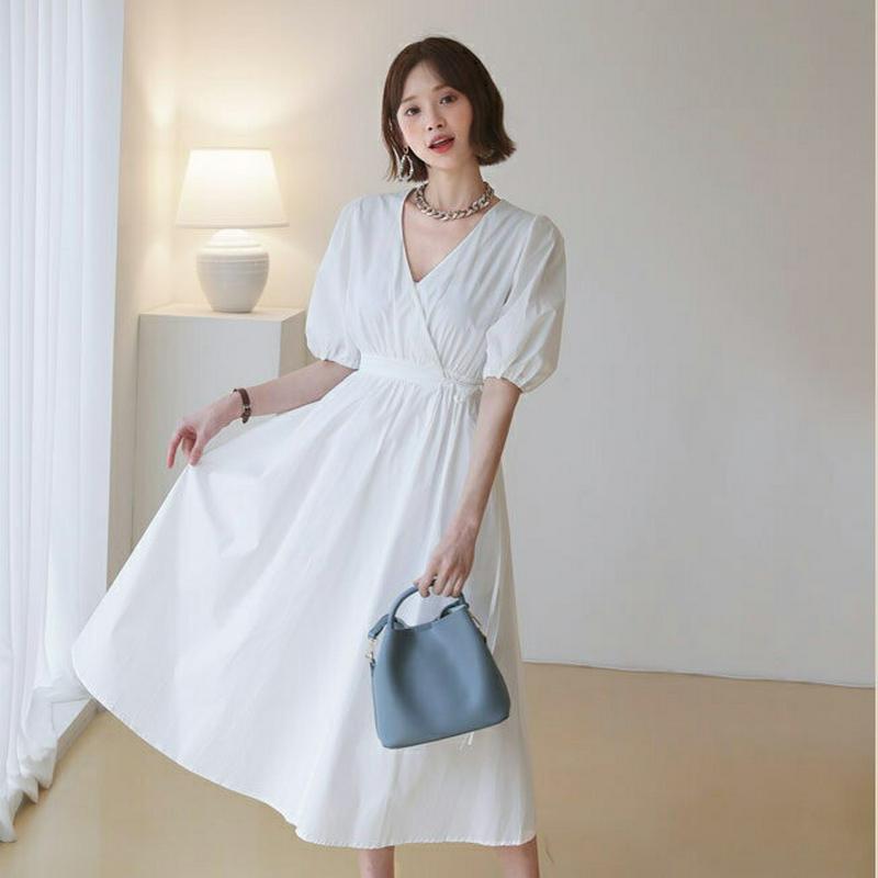 フレアラップワンピース・全3色・b55907 レディース 【ops】【ワンピース ロング ロングワンピース 半袖 ハーフスリーブ