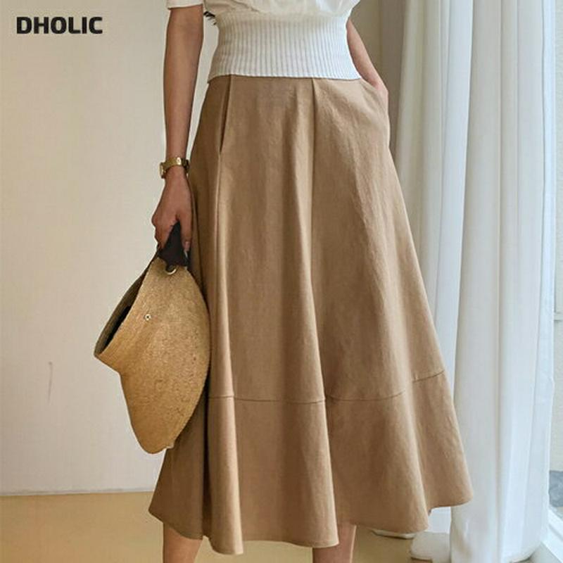 ポケットAラインスカート・全3色・b55916 レディース 【sk】【スカート ロング ロングスカート Aライン 単色 無地 シ