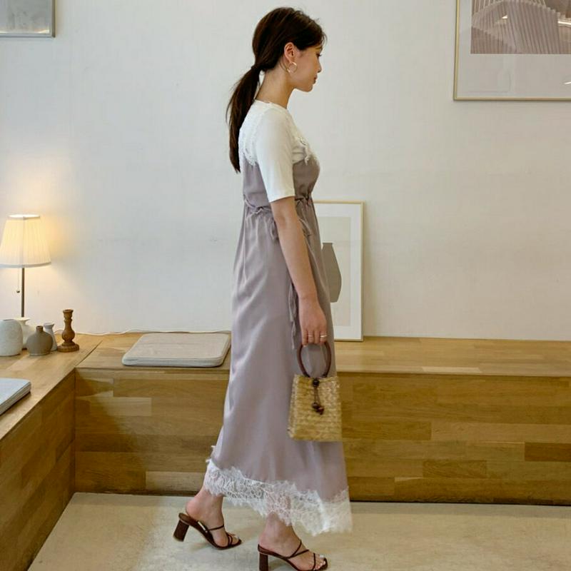 レースVネックワンピース・全4色・t61941 レディース【ops】【ワンピース ロング ロングワンピース Vネック レース シ