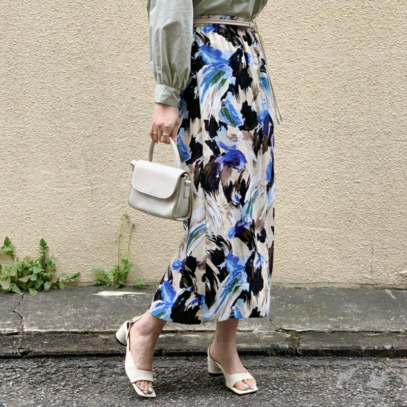 イージー花柄スカート・全2色・t61950 レディース【sk】【スカート ロング ロングスカート 花柄 フラワー イージー ウエ