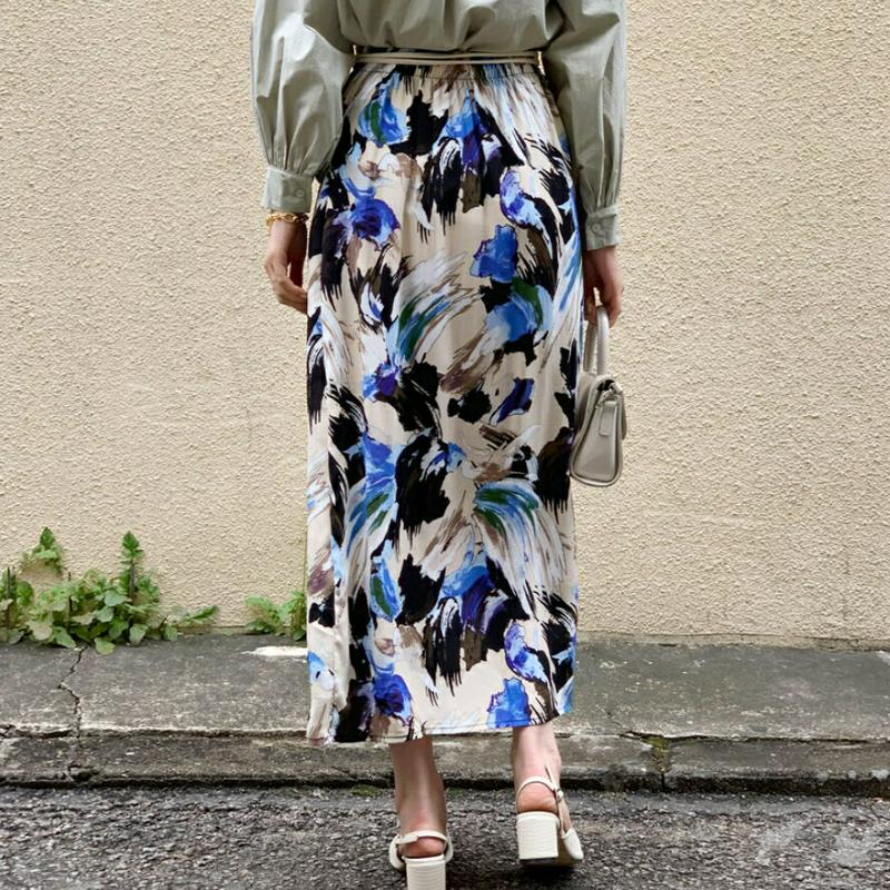 イージー花柄スカート・全2色・t61950 レディース【sk】【スカート ロング ロングスカート 花柄 フラワー イージー ウエ