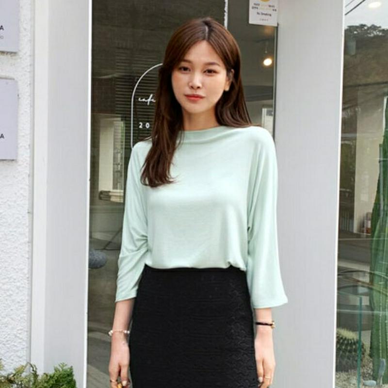 ボートネックギャザーTシャツ・全4色・b61934 レディース【tops】【トップス Tシャツ ギャザー 七分丈 七分袖 7分丈
