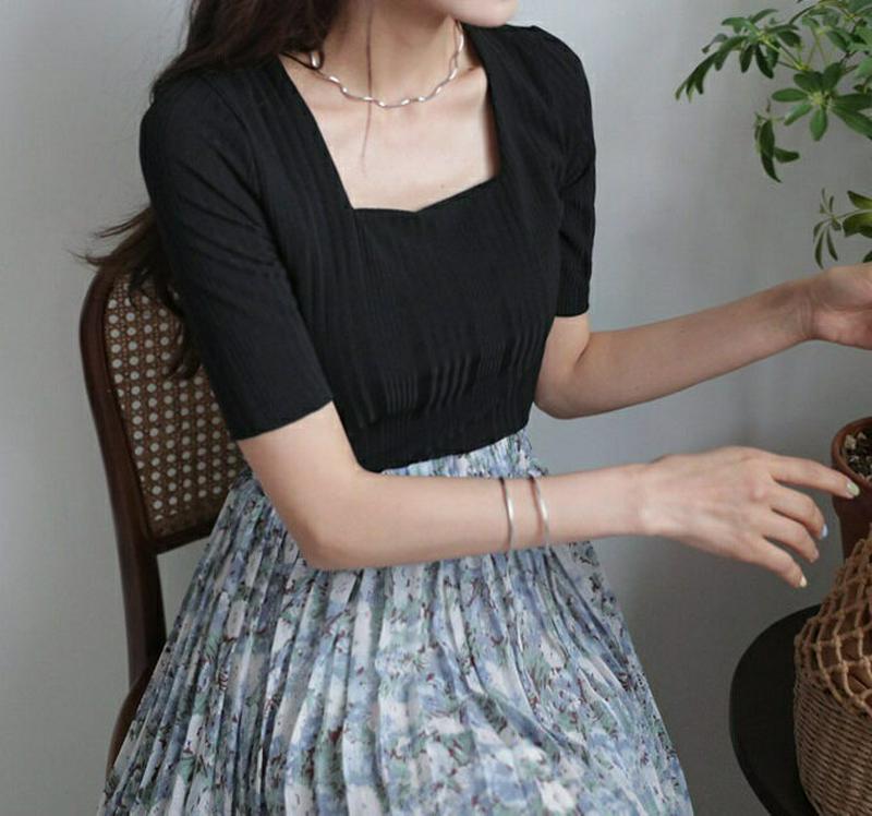 スクエアスリムTシャツ・全4色・t59030 レディース 【tops】【トップス Tシャツ 半袖 ハーフスリーブ スクエア スク