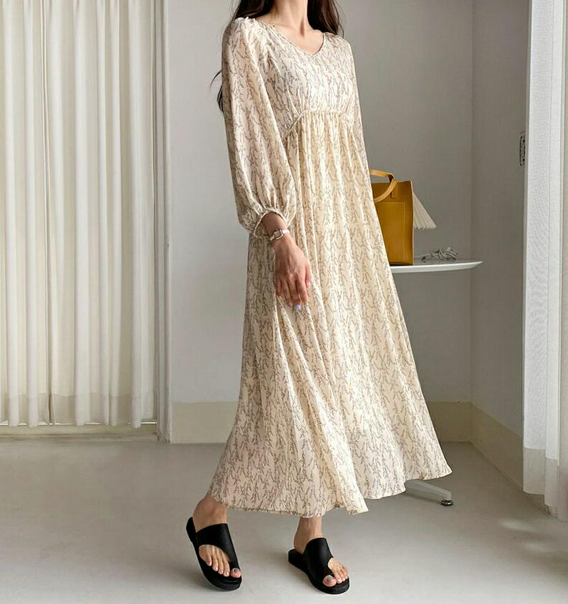 2WAY花柄ワンピース・全2色・b59005 レディース 【ops】【ワンピース ロング ロングワンピース 長袖 花柄 フラワー