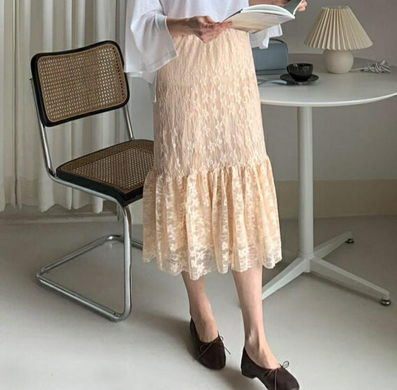 レースティアードリバーシブルスカート・全3色・t59013 レディース 【sk】【スカート ミディ丈 ミディスカート レース 総