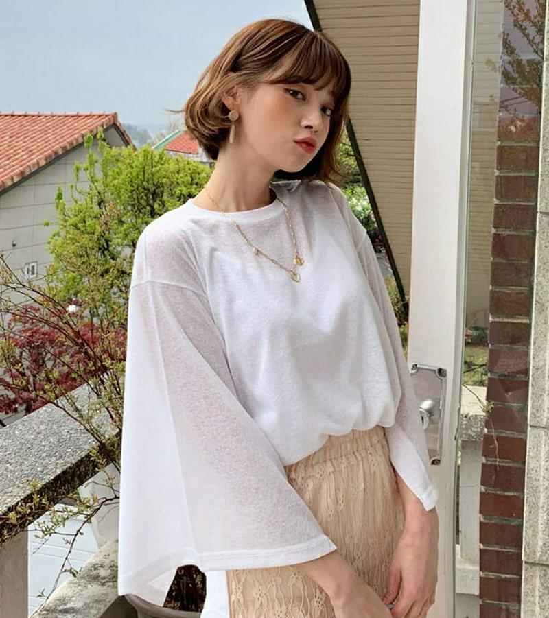 ルーズスリットTシャツ・全4色・b58992 レディース 【tops】【トップス Tシャツ 七分丈 七分袖 7分袖 7分丈 ゆっ