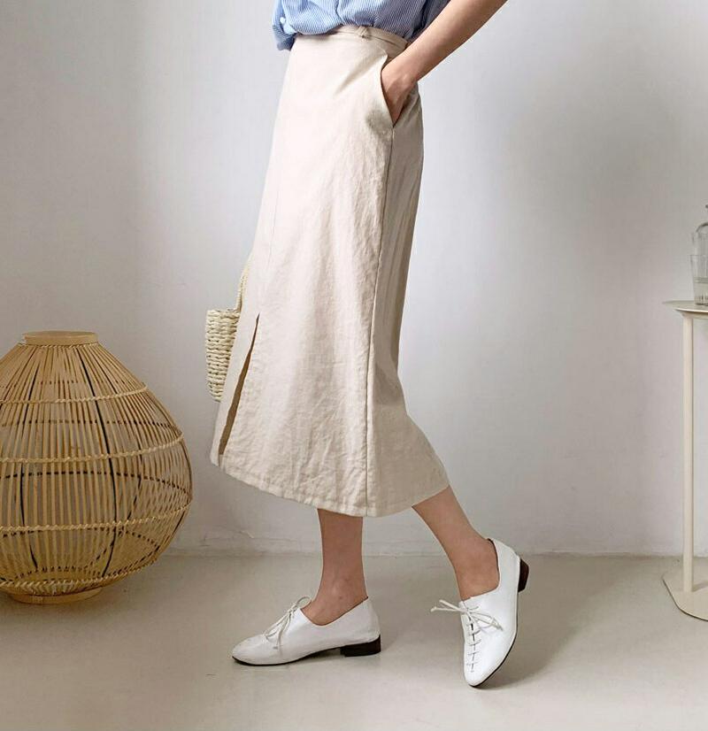 リネン混スリットスカート・全3色・t59016 レディース 【sk】【スカート ロング ロングスカート スリット リネン　単色 