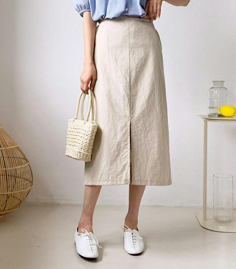 リネン混スリットスカート・全3色・t59016 レディース 【sk】【スカート ロング ロングスカート スリット リネン　単色 