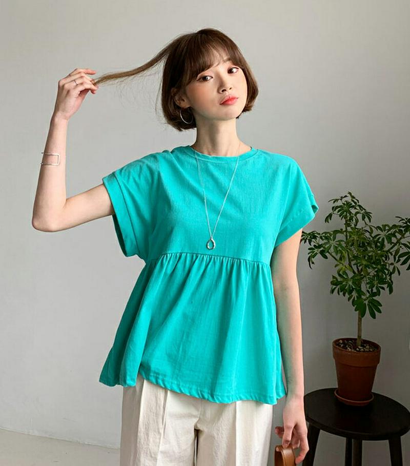 フレアTシャツ・全4色・b58989 レディース 【tops】【トップス Tシャツ 半袖 ショートスリーブ フレア フレアトップ