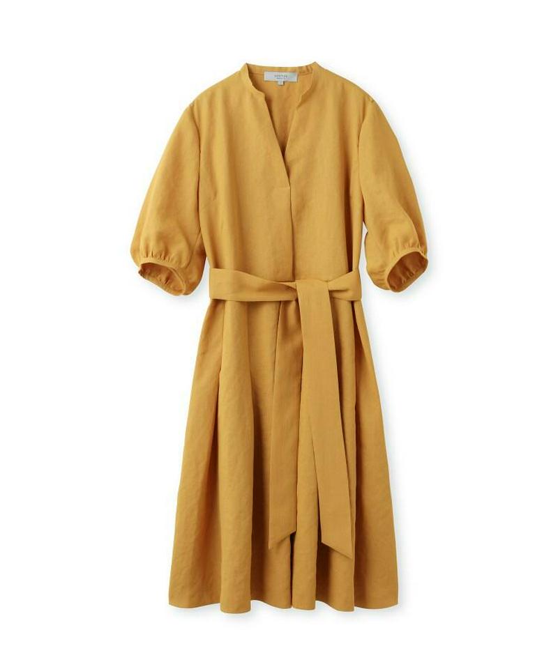 【洗える】リネン調リボン付きワンピース