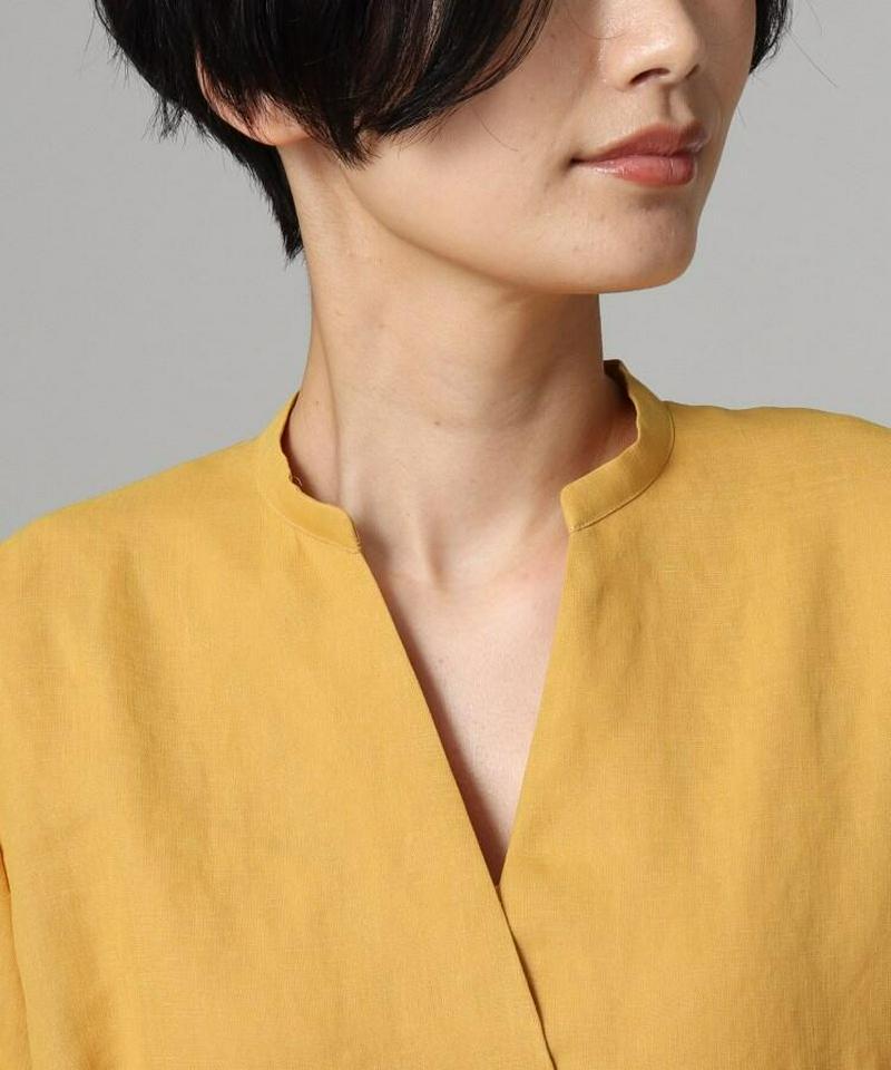 【洗える】リネン調リボン付きワンピース