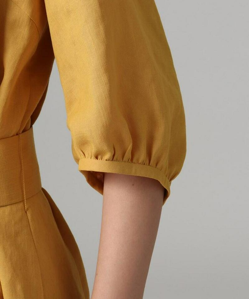 【洗える】リネン調リボン付きワンピース