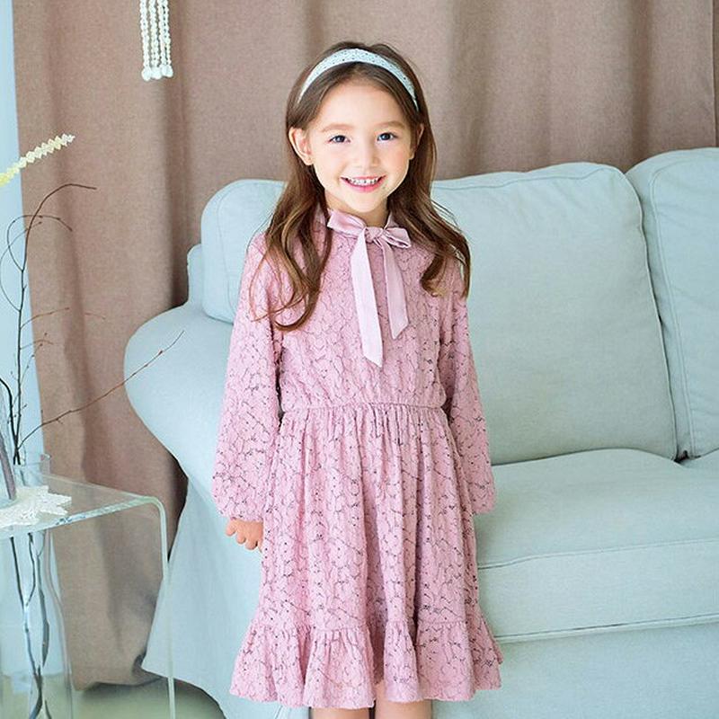 【キッズ只今20%OFF】リボンネックレースワンピース・p001265 キッズ【3~8才】【ops】【ワンピース ミディ丈 ミデ