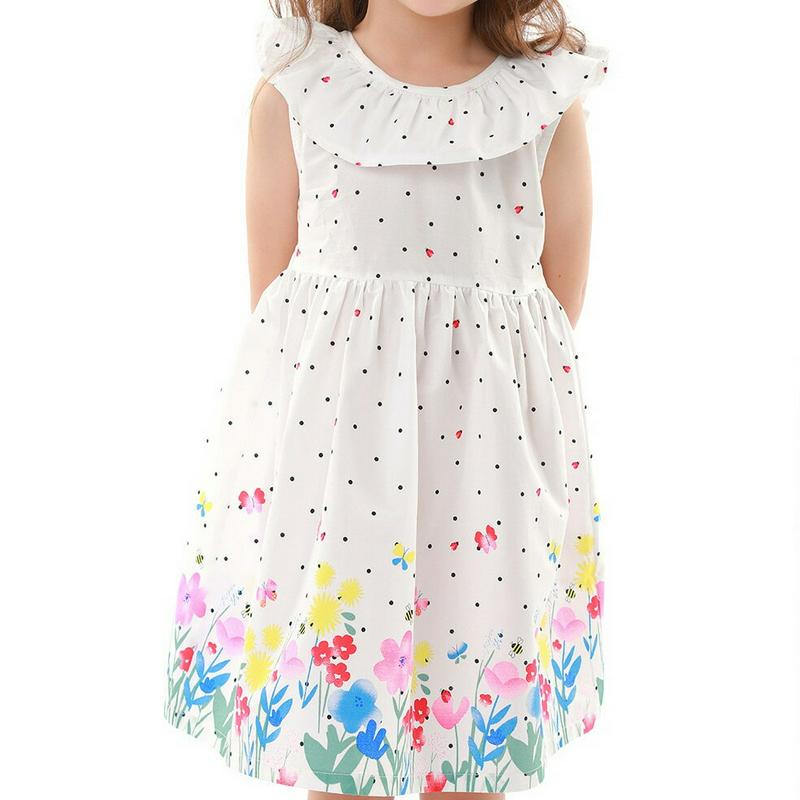 フラワードットノースリワンピース・p001402 キッズ【3~8才】【ops】【ワンピース スリーブレス ノースリーブ 花柄 ドット 柄 ラッフル フリル ガーリー 可愛い かわいい 女の子 こども 子供服 こども服】【KIDS】