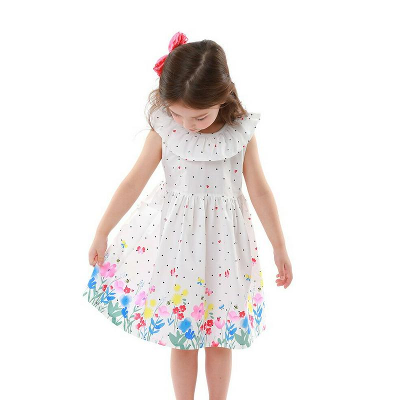 フラワードットノースリワンピース・p001402 キッズ【3~8才】【ops】【ワンピース スリーブレス ノースリーブ 花柄 ドット 柄 ラッフル フリル ガーリー 可愛い かわいい 女の子 こども 子供服 こども服】【KIDS】