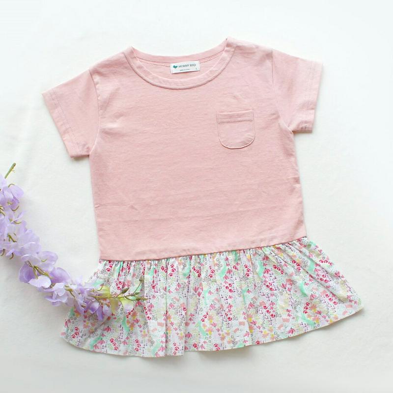 【キッズ只今20%OFF】パターンヘムTシャツワンピース・p001327 キッズ【3~8才】【ops】【ワンピース Tシャツワン