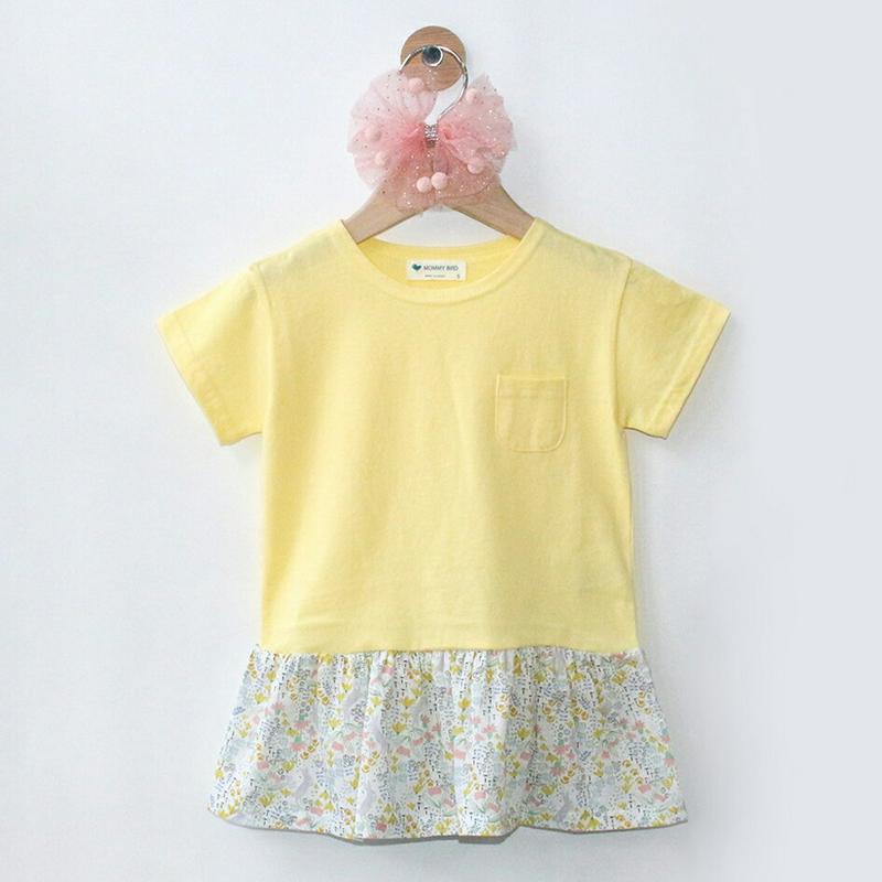 【キッズ只今20%OFF】パターンヘムTシャツワンピース・p001327 キッズ【3~8才】【ops】【ワンピース Tシャツワン