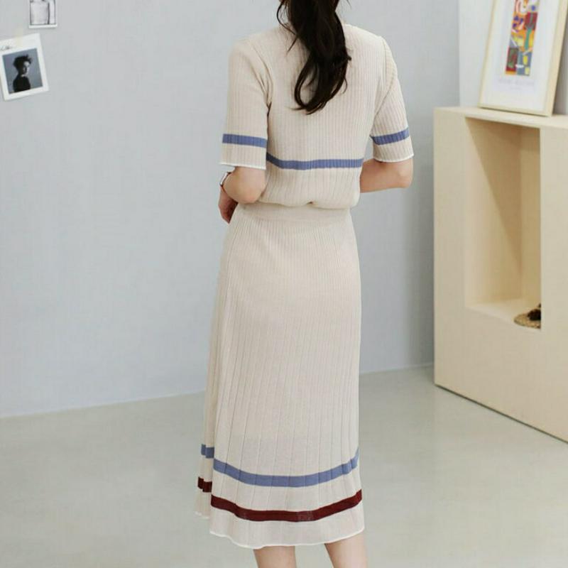 配色ニット&スカートSET・全2色・b61888 レディース【ops】【セットアップ トップス 半袖 ハーフスリーブ スカート 