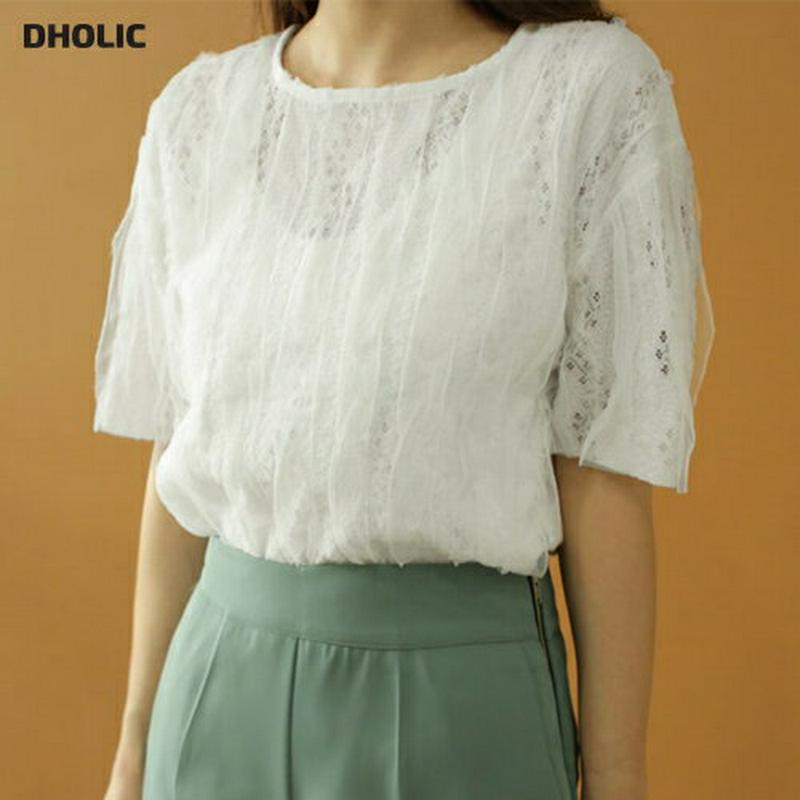 レースシフォンTシャツ・全3色・t61883 レディース【tops】【トップス Tシャツ 半袖 ハーフスリーブ レース　総レース