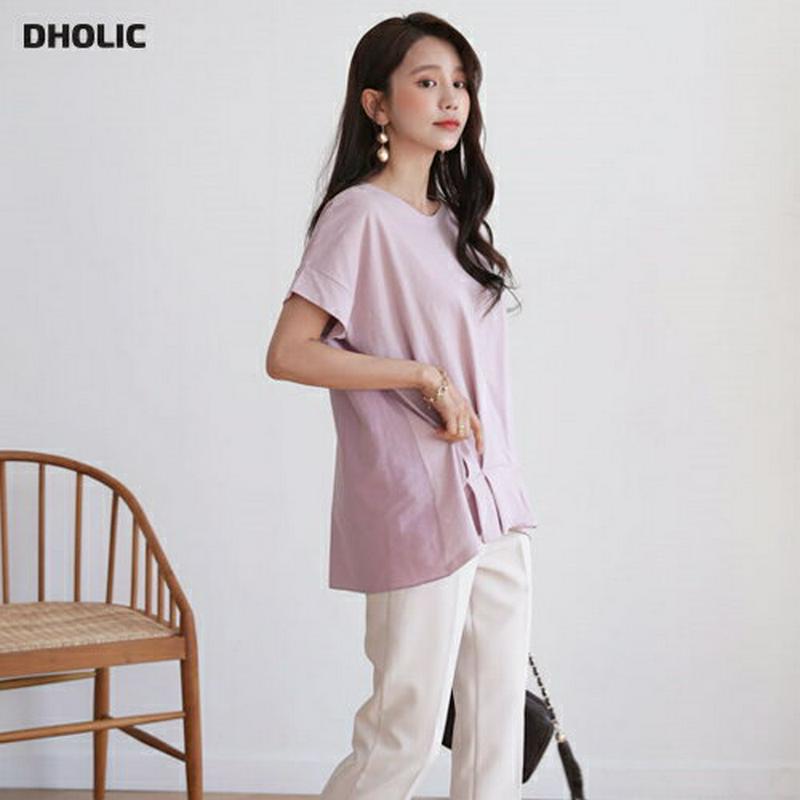 コントラストタックTシャツ・全6色・b55859 レディース 【tops】【トップス Tシャツ 半袖 ハーフスリーブ 単色 無地