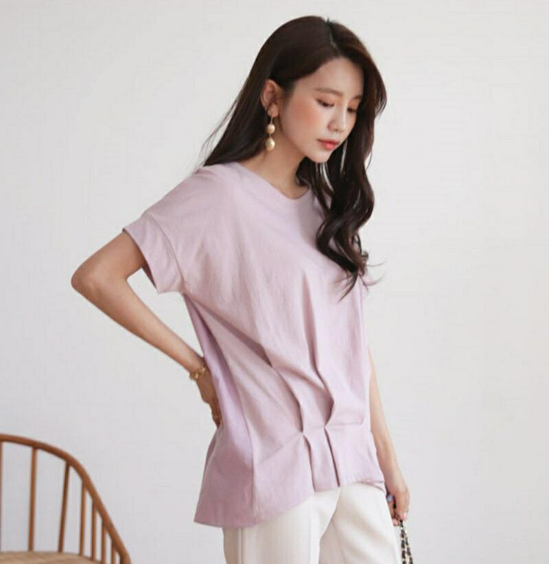 コントラストタックTシャツ・全6色・b55859 レディース 【tops】【トップス Tシャツ 半袖 ハーフスリーブ 単色 無地
