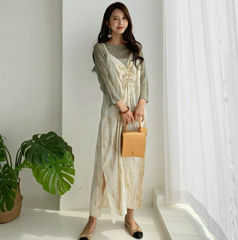 マーブリングキャミワンピース・全2色・t55881 レディース 【ops】【ワンピース ロング ロングワンピース　キャミソールワ