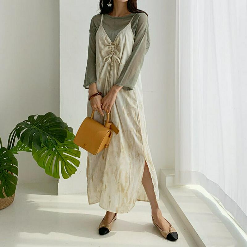 マーブリングキャミワンピース・全2色・t55881 レディース 【ops】【ワンピース ロング ロングワンピース　キャミソールワ