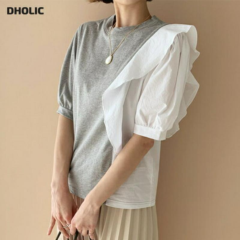 フリルパフTシャツ・全3色・b55863 レディース 【tops】【トップス Tシャツ 半袖 ハーフスリーブ フリル 個性的 ユ