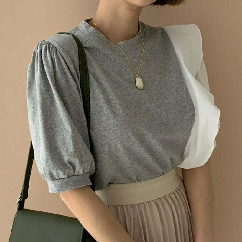 フリルパフTシャツ・全3色・b55863 レディース 【tops】【トップス Tシャツ 半袖 ハーフスリーブ フリル 個性的 ユ