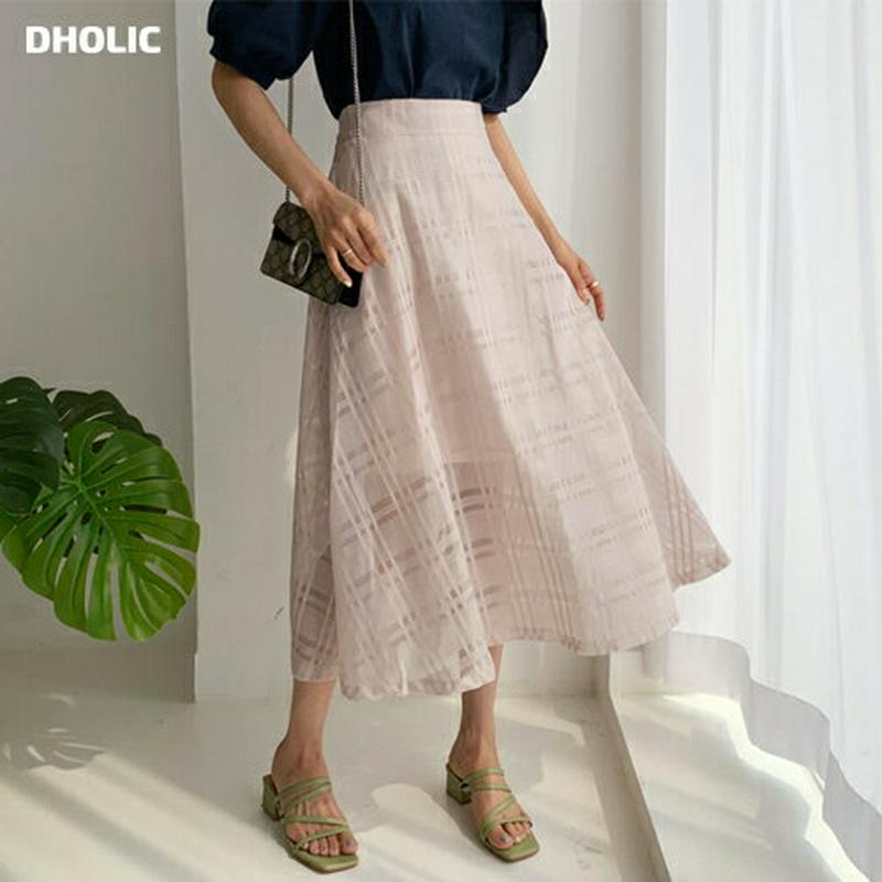 シフォンチェックスカート・全2色・b55871 レディース 【sk】【スカート ロング ロングスカート シフォン 透け感 シース