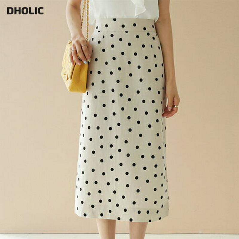 サイドスリットドットスカート・全3色・b55853 レディース 【sk】【スカート ロング ロングスカート ドット 柄 カジュア