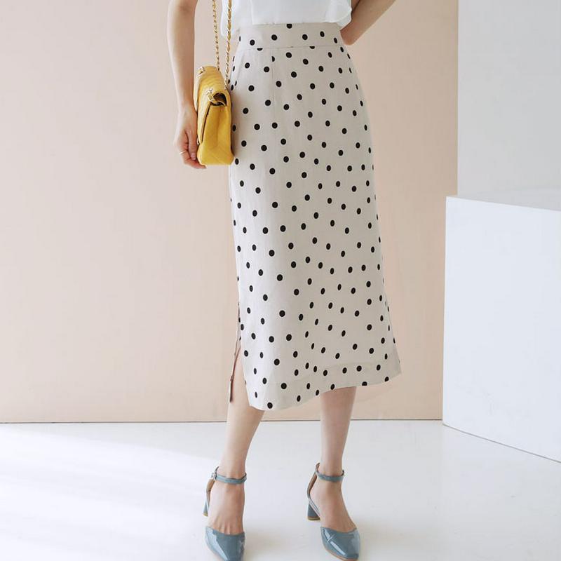 サイドスリットドットスカート・全3色・b55853 レディース 【sk】【スカート ロング ロングスカート ドット 柄 カジュア