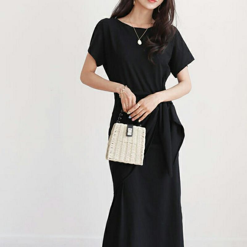 ボートネックラップワンピース・全3色・t55883 レディース 【ops】【ワンピース ロング ロングワンピース 半袖 単色 無