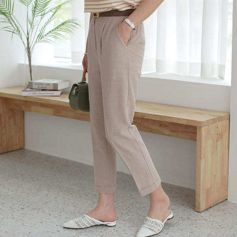 ロールアップスリムパンツ・全4色・t61896 レディース【pt】【パンツ ロングパンツ ズボン ボトムス 単色 無地 シンプル